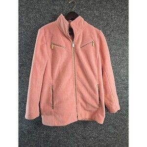 Bob Mackie Wearable Art Vintage Fleece Style Jacket Size M Pink Zip